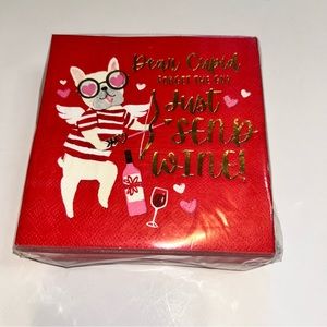 French Bulldog Frenchie Cupid Forget the Guy Send Wine! Cocktail Napkins NEW NIP